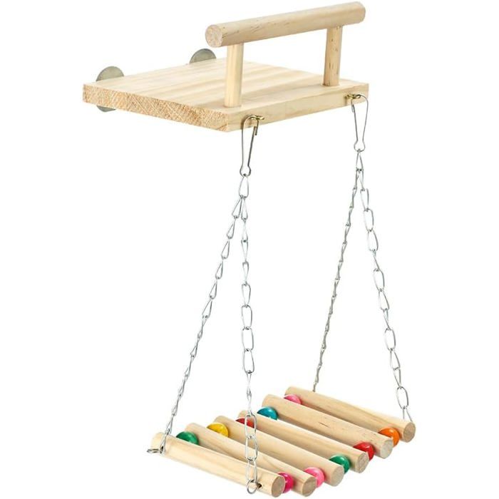 Perchoirs pour oiseaux plate-forme en bois pour perroquet supports dexercice avec balançoire en bois grande roue à mâcher(style C)