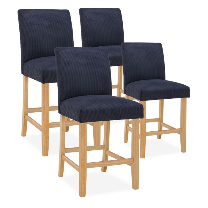 Lot de 4 chaises de bar en bois Rosie velours côtelé Noir - H65cm Lot de 4 chaises de bar en bois Rosie velours côtelé Noir - H65cm