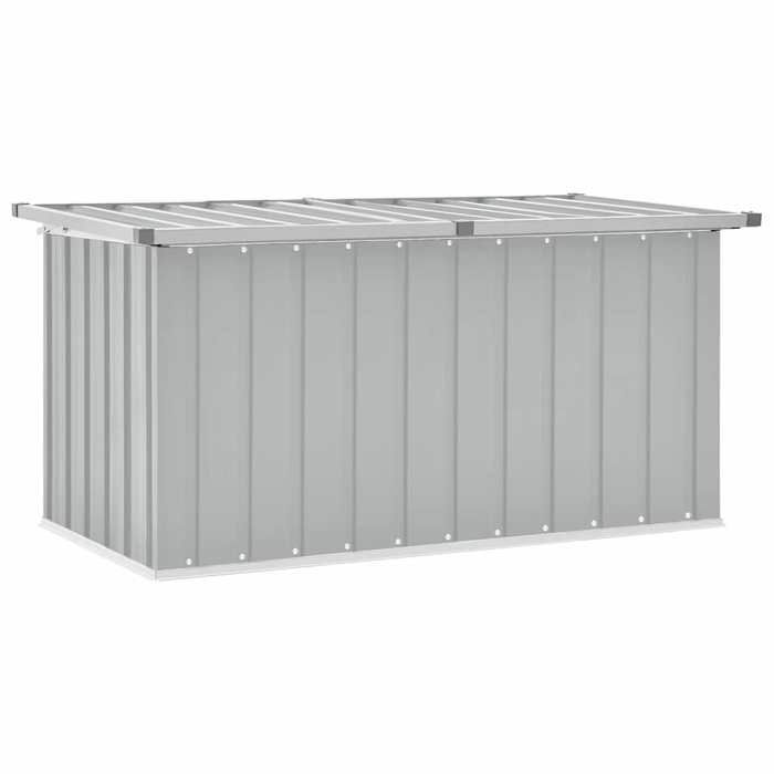Coffre de rangement de jardin - JILL - 129x67x65 cm - Gris - Acier galvanisé - Ouverture facile - Montage requis