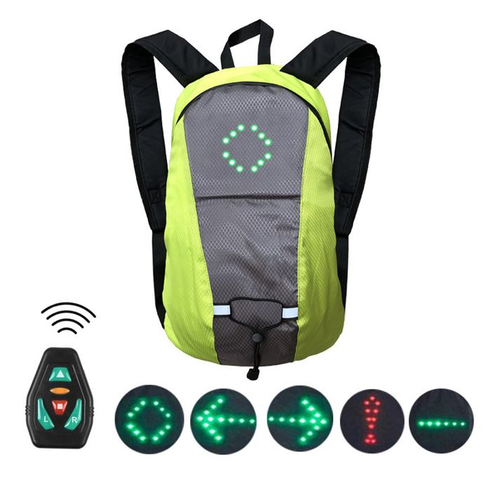 15L LED Light Backpack Sac Rechargeable USB avec Clignotant De Sécurité pour Faire du Vélo La Nuit multicol 15L LED Light Backpack