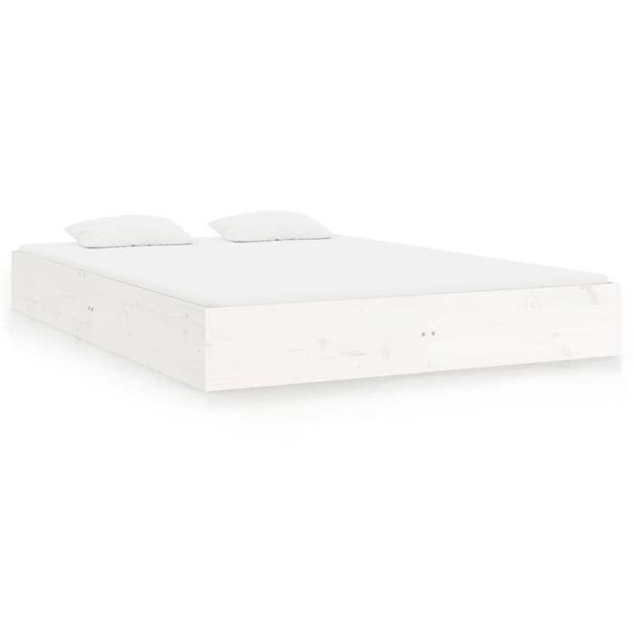 BEST-HOME Meuble de chambre - UU - Cadre de lit sans matelas - blanc bois massif 160x200 cm HH14641
