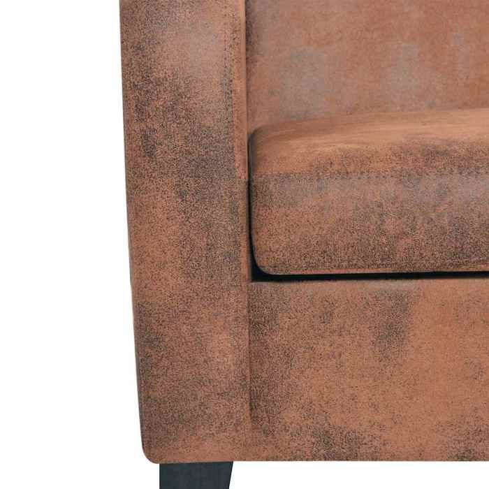 Promotion janvier Canapé à 3 places - MANGO - SOFA TRIPLE - Daim synthétique Marron 183x70x76 cm - SS89