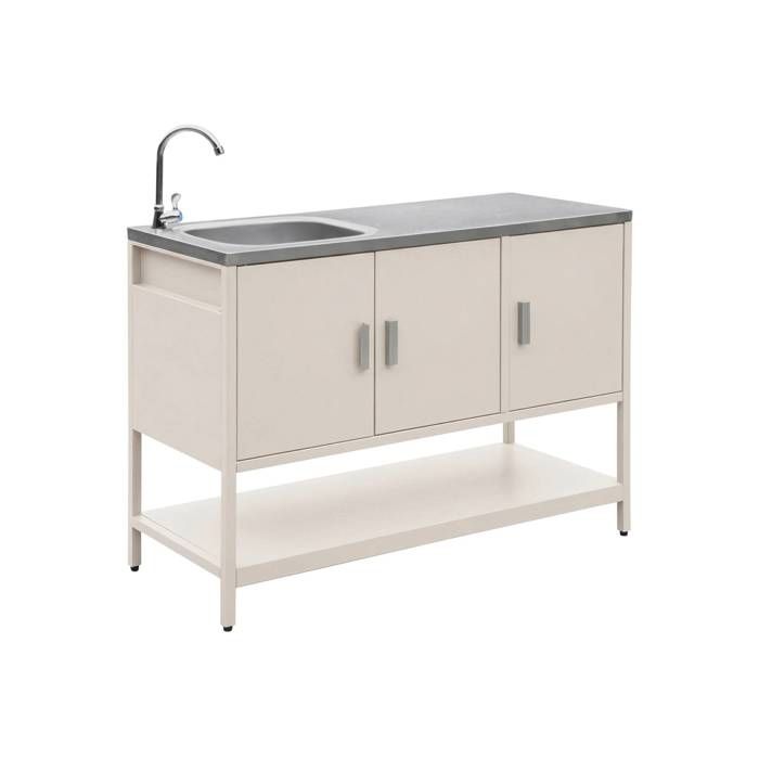 Cuisine dextérieure en acier beige avec évier L120cm Cuisine dextérieure en acier beige avec évier L120cm