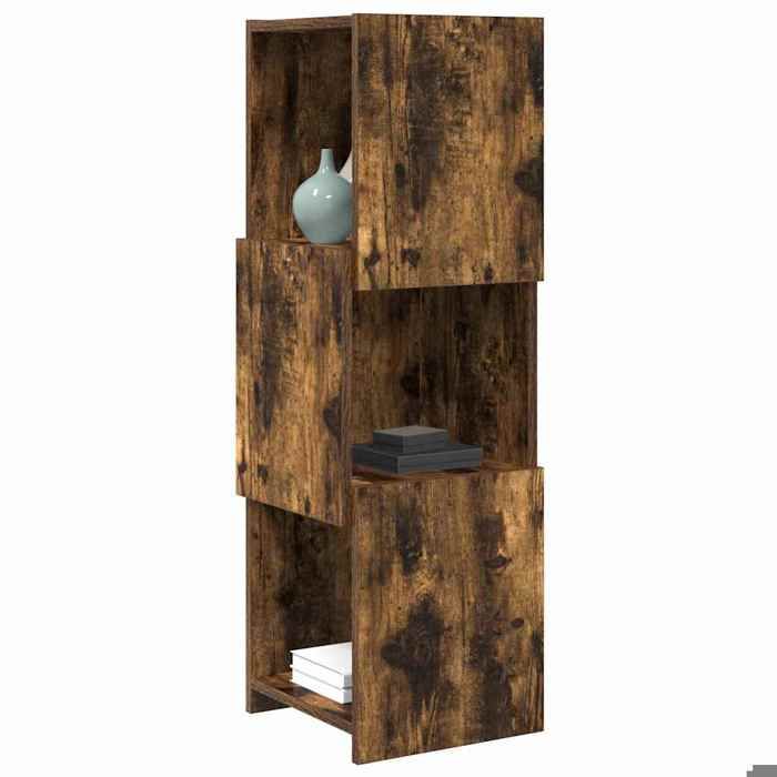 (Vente chaude) Meuble dangle Pour salon - Cabinet de Rangement/Caisson de salon - Chêne fumé 30 5x30x95cm Bois dingénierie - M9172