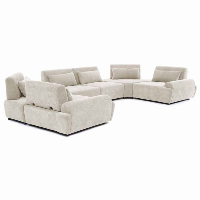 Canapé dangle modulable 6 places dossier ajustable 462 cm écru Callisto Oviala