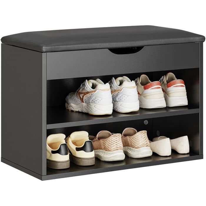 Banc à Chaussures avec Rangement - SoBuy - 6 Chausures - Pour Petit Appartement Entrée Noir 60x30x43cm Banc à Chaussures avec Rangement - SoBuy - 6 Chausures - Pour Petit Appartement Entrée Noir 60x30x43cm