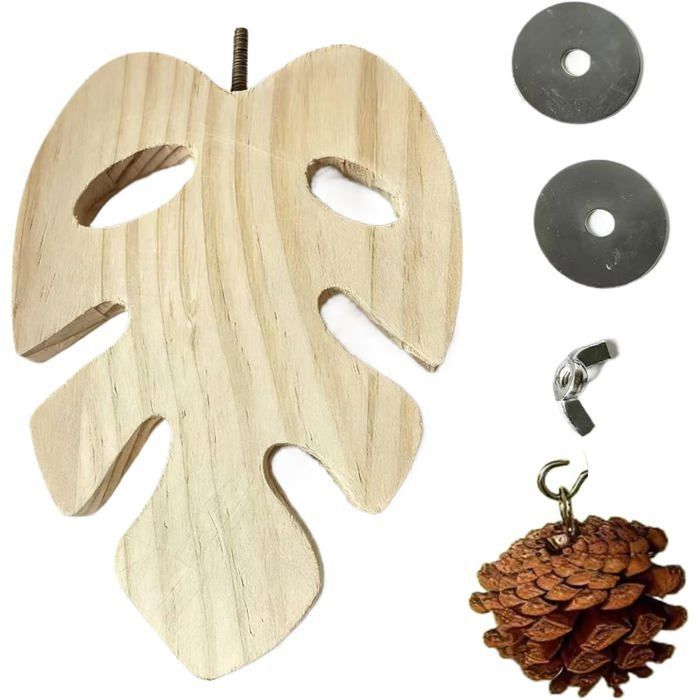 Perchoir à oiseaux en forme de feuille Perchoir en bois pour perroquet support de cage à oiseaux marchepied pommes de pin