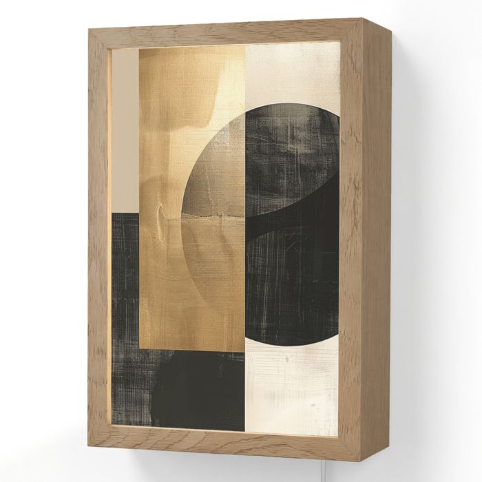 Applique Murale LED - Lampe de Chevet Murale Design - Motif Abstrait - Moderne - Noir - Or 20x30 cm Couleur Sable - OnlyWow