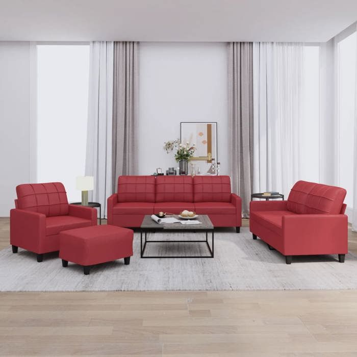 Maison Exclusive - Ensemble de canapés 4 pcs et coussins Rouge bordeaux Similicuir