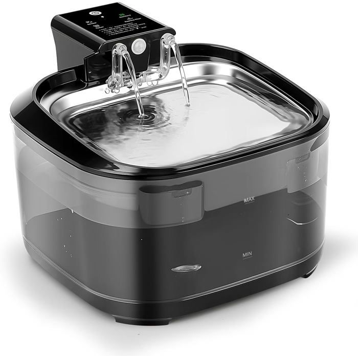Fontaine À Eau Sans Fil Ultra Silencieuse Pour Chat - 4 5 L - Noir Distributeur DEau Automatique À Piles Avec Détecteur De