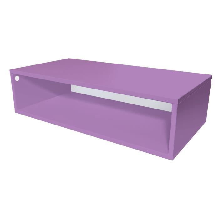 cube de rangement bois abc meubles - longueur 100 cm - couleur lilas - satiné - pour adulte - bureau