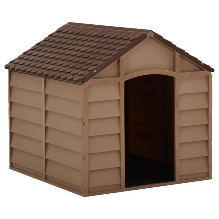 Niche pour chiens - PP - Marron - 71x715x68 cm - Résistante aux UV - Assemblage requis