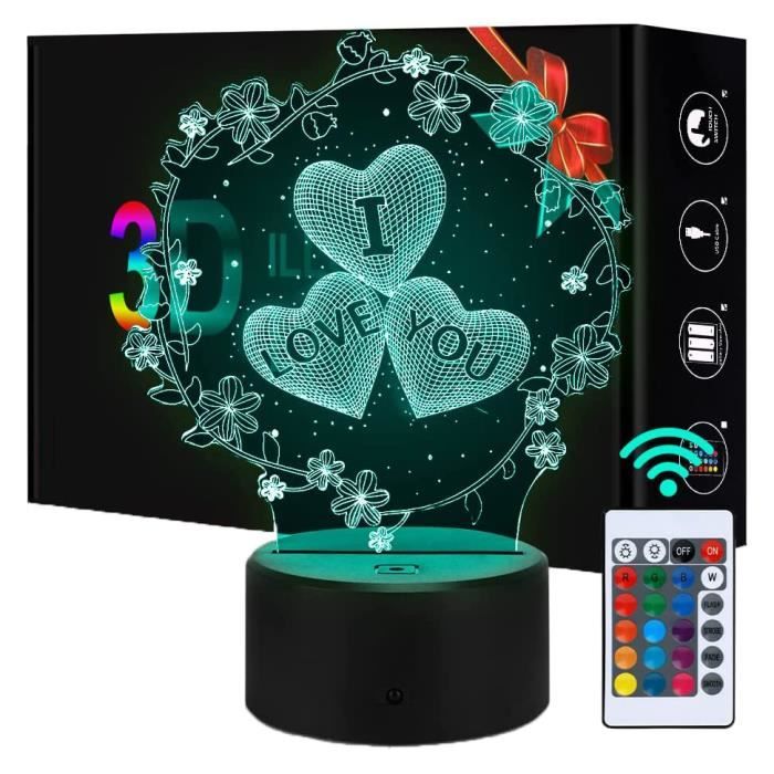 Veilleuse Dinosaure 3D Avec 16 Couleurs - Télécommande - Cadeau Enfant 3-6 Ans - 4 Panneaux