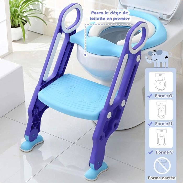 Siège De Toilette Enfant Pliable Et Réglable Réducteur De Toilette Bébé Avec Marches Larges Pour Les Petits Bébés Garçons Filles Enfant Escaliers Pipi Siège Anneau Souple Voyage Salle De Bain