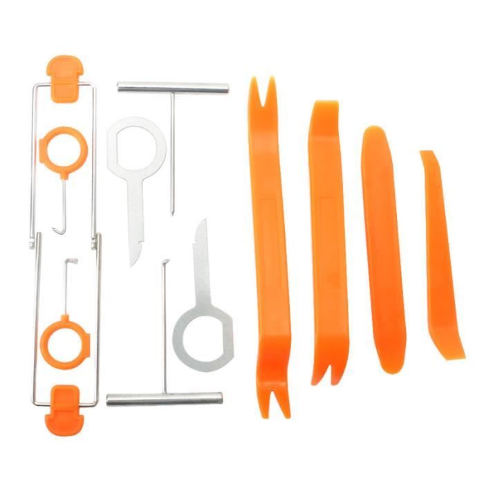 12pcs Clip int/érieur de panneau de porte audio de voiture Radio int/érieure Outil de retrait de garniture
