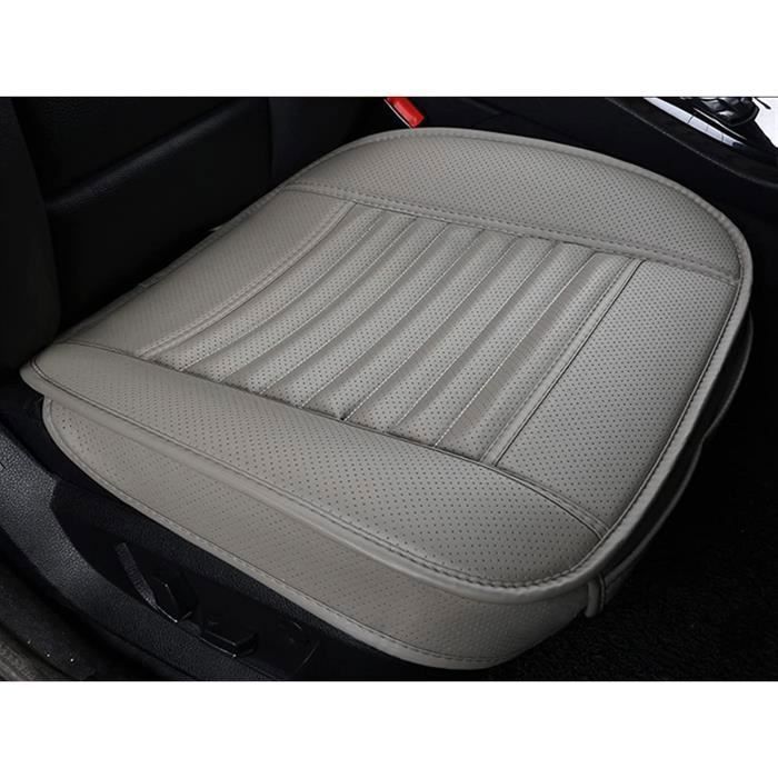 CHICAMPERA Housse De Siège Auto Beige – Protecteur Antidérapant En PU Imperméable, Coussin Confortable Avec Éponge Élastique Et Poche Pratique