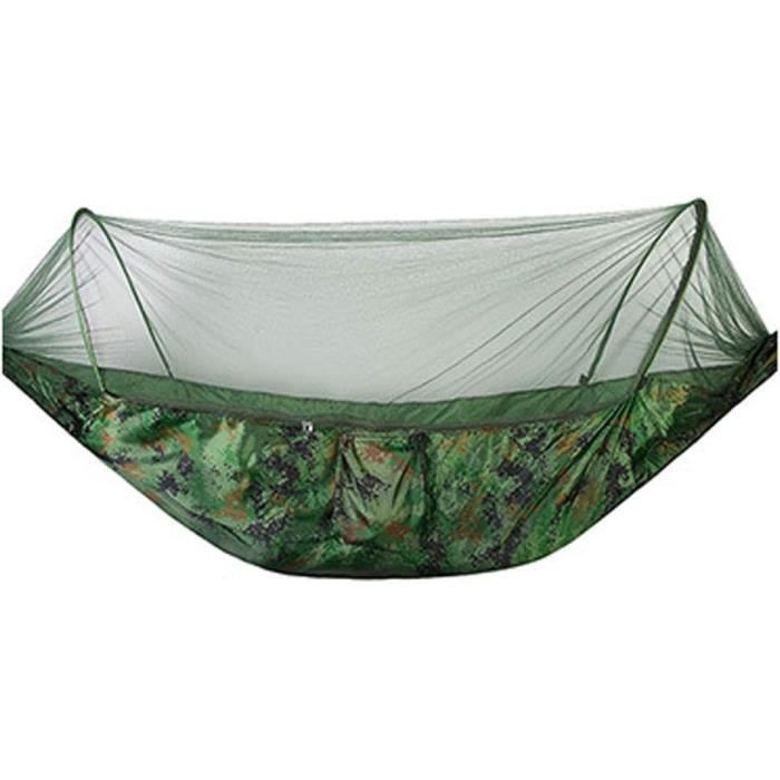 Hamac Camping Avec Moustiquaire - COVACURE - 2 Sangles, Portable, Léger, Vert Armée