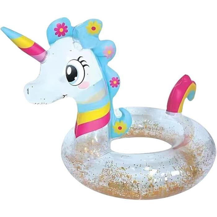 TZPAUG Bouée Licorne Gonflable,Bouée pour Bébé,Gonflable Flotteur Piscine Enfant, Bouée de Natation pour bébé à partir de pour 1 à 5 Ans, Flotteur de Piscine Gonflable avec Paillettes