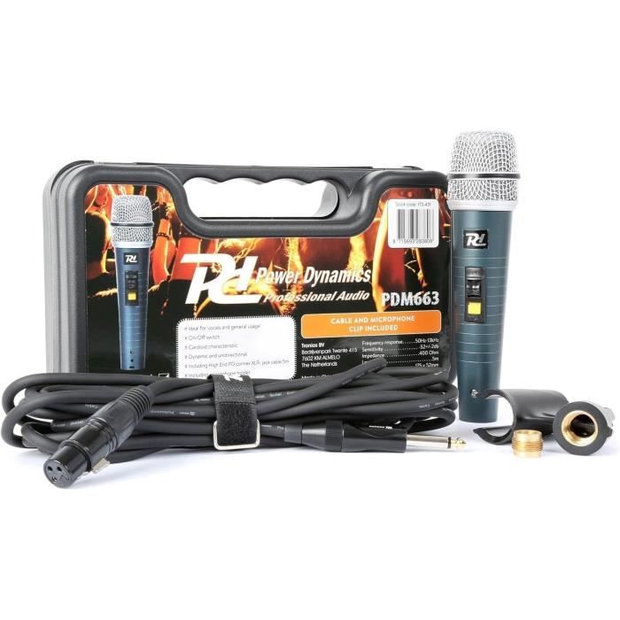 Microphone Dynamique Professionnel Vonyx DM57A - Noir - Cordon De 5