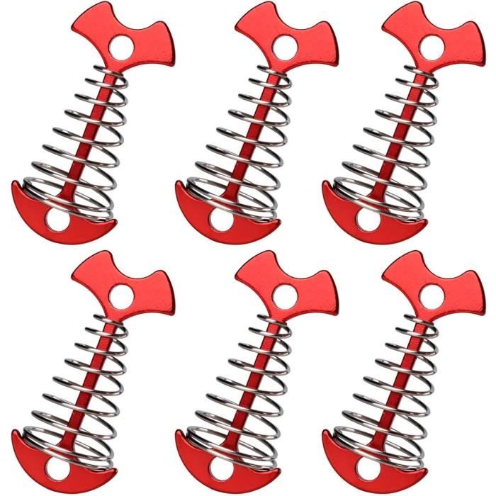 Lot De 10 Piquets D'ancrage Coupe-vent En Aluminium Forme Arête Poisson - Avec Boucle à Ressort Et Mousqueton - Pour Tentes, Camping, Terrasse