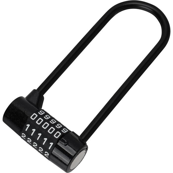Antivol Velo à Code à 5 Chiffres Réinitialisable Anse de 15,5 cm de Long Étanche pour l