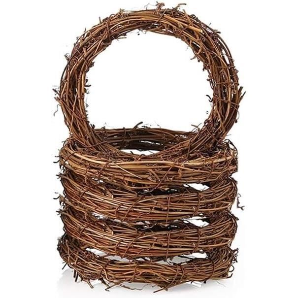 Lot De 4 Couronnes En Rotin Naturel 20cm - Anneaux Décoratifs Pour DIY Noël, Mariage Et Intérieur | COHEALI