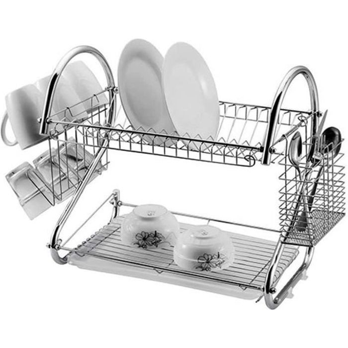 égouttoir à vaisselle enroulable 44 cm * 38 cm au-dessus de l'évier  égouttoir à vaisselle, égouttoir à vaisselle à roulettes de cuisine  polyvalent égouttoir à vaisselle pliable en acier inoxydable SUS304