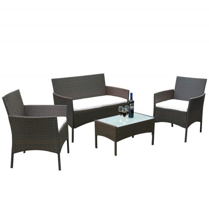 Salon De Jardin Ensemble Table Chaise Fauteuil Table En Verre
