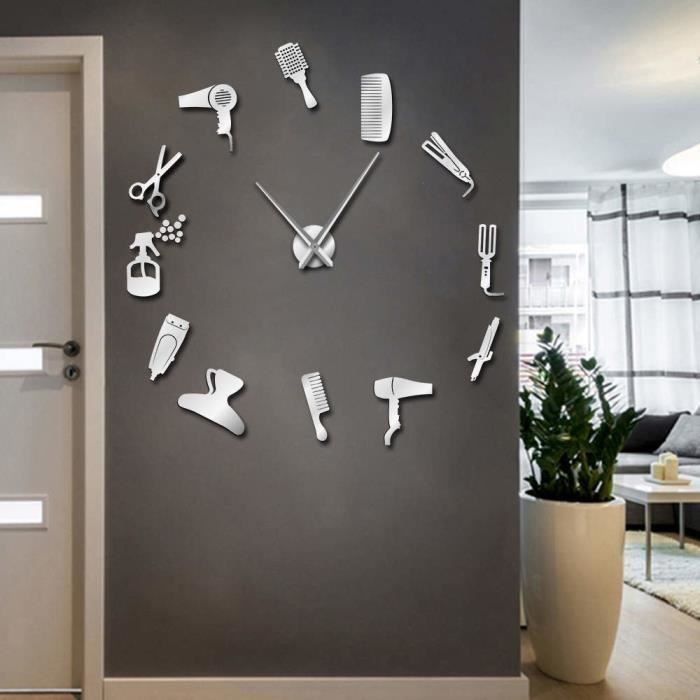 Horloge Murale 37inch Agente Bricolage Salon Coiffure Geant Effet
