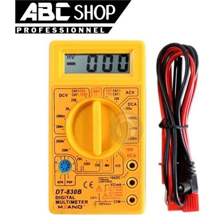 DT830B LCD Multimètre Numérique Voltmètre Ampèremètre Ohmmètre AC DC Testeur Meter À faire soi-même