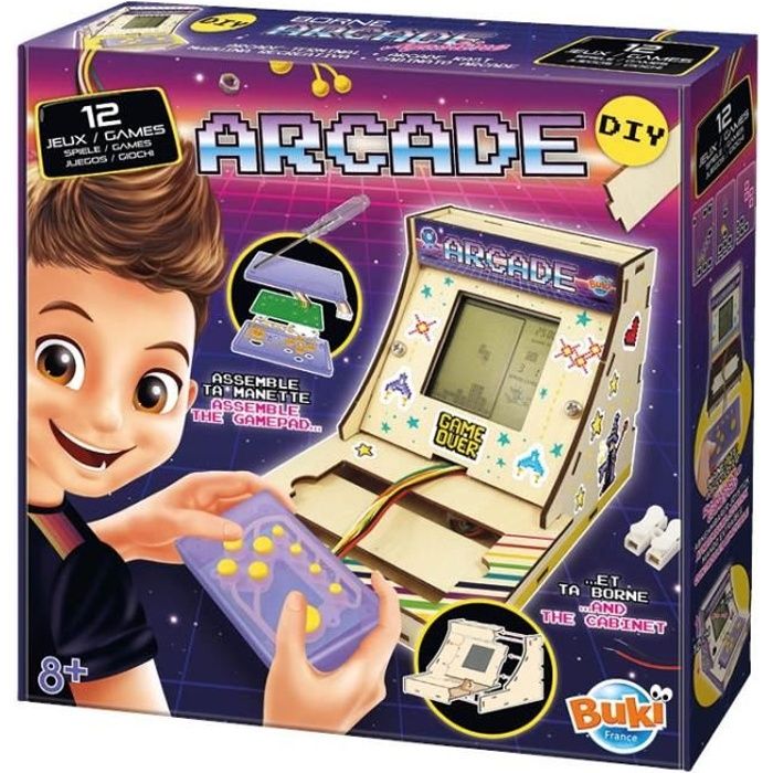 Borne Arcade BUKI - Jeux d'arcade classiques - Mixte - Jaune