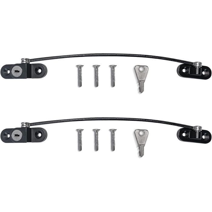Entrebâilleur De Sécurité Pour Fenêtre/porte – Avec Câble Et Clé, Noir, En Alliage Zinc, Pour Enfant/bébé - 3