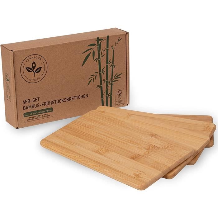 Set Planches à Découper Axer - Bambou + 4 Tapis Colorés Lavables - Anti Bactérien, Code Couleurs