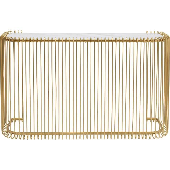 console - kare design - wire dorée - acier et verre - contemporain