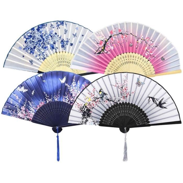 Éventail De Danse En Soie Et Bambou, Pliable, Cadeau Artisanal Original