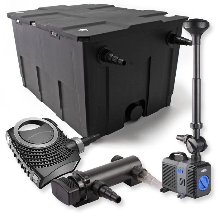 SunSun Kit complet: CBF-550 Filtre de bassin jusquà 60000 L Biologique CTF-8000 pompe de filtration 8000l/h 70W CUV-318 lampe uv