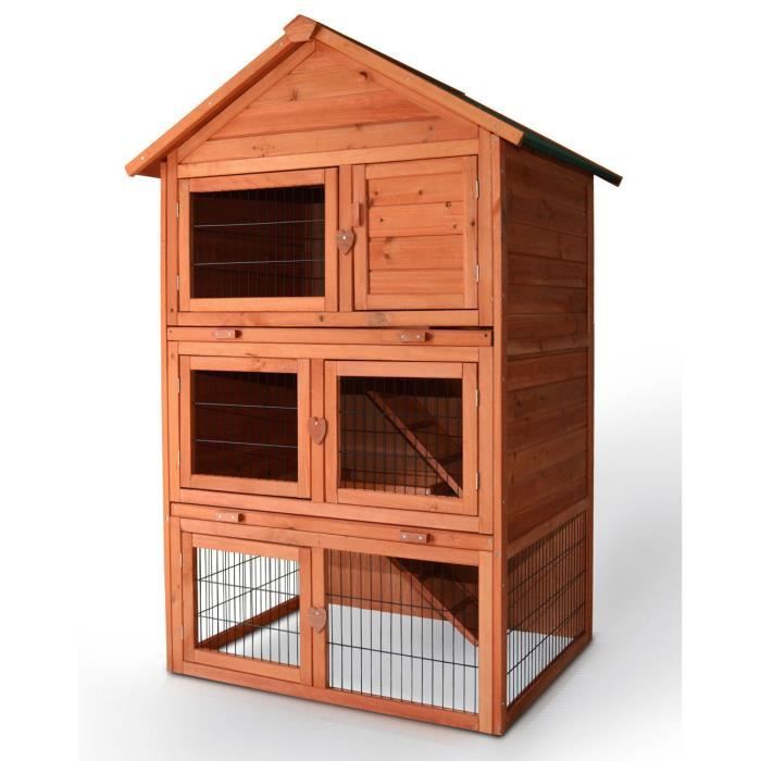 Comparer les prix de Cage Clapier Enclos lapin Extérieur en bois de haute qualité pour lapins 106 x 83 x 160 cm Jumbo