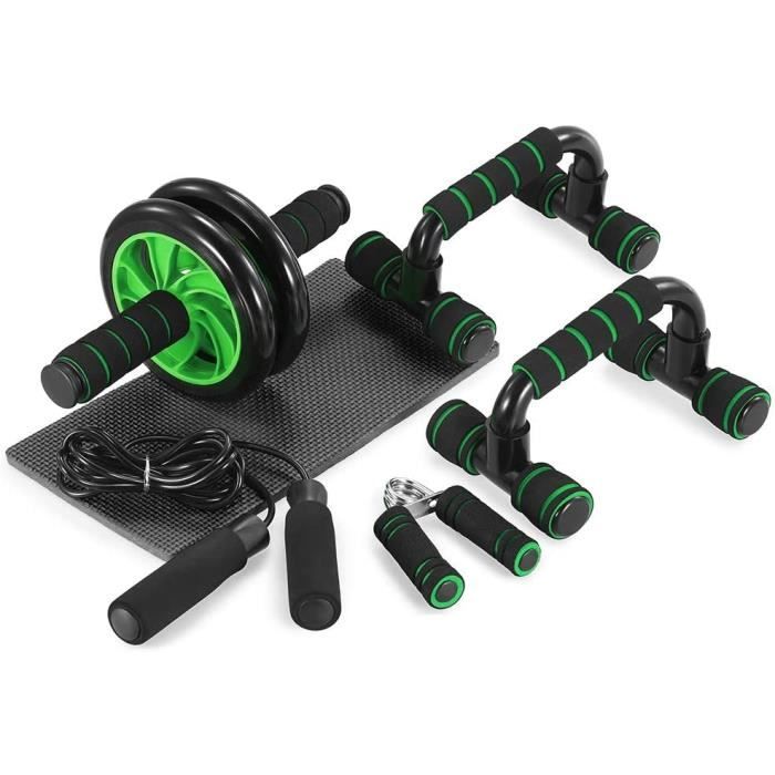 TOMSHOO Appareils de Fitness 5 en 1 Roue Abdominale Poignee de Pompe Corde a Sauter Pince a Main Tapis pour Genou Kit Comple Cdiscount Sport
