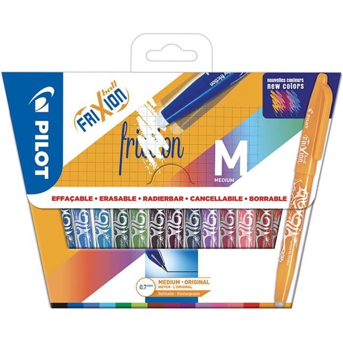 Pack Pilot Frixion Ball : 2 Stylos Effaçables + 6 Recharges + 1 Gomme - Encre Gel Bleue, Pointe 0,7 Mm