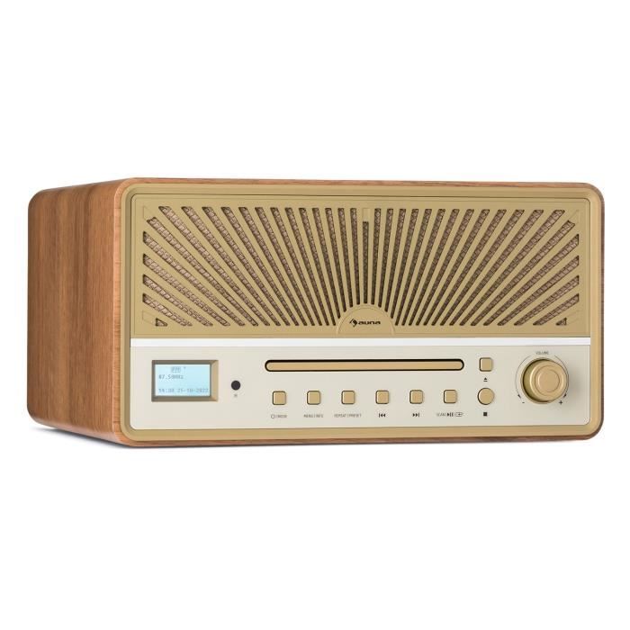 Radio DAB - Auna Glastonbury - Lecteur CD enceinte stéréo Bluetooth DAB-FM MP3 USB Line-In - Doré