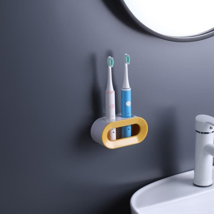 Porte-brosse à Dents Mural Avec 3 Gobelets Magnétiques - Organisateur Salle De Bain Sans Perçage, Blanc