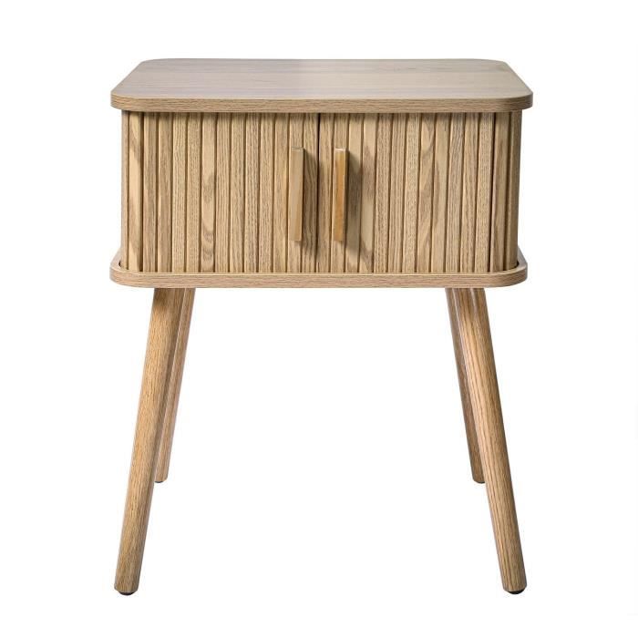 table de chevet vintage décor bois 2 portes coulissantes - h58.5 cm - 48 cm x 35 cm x 58.5 cm - ernest