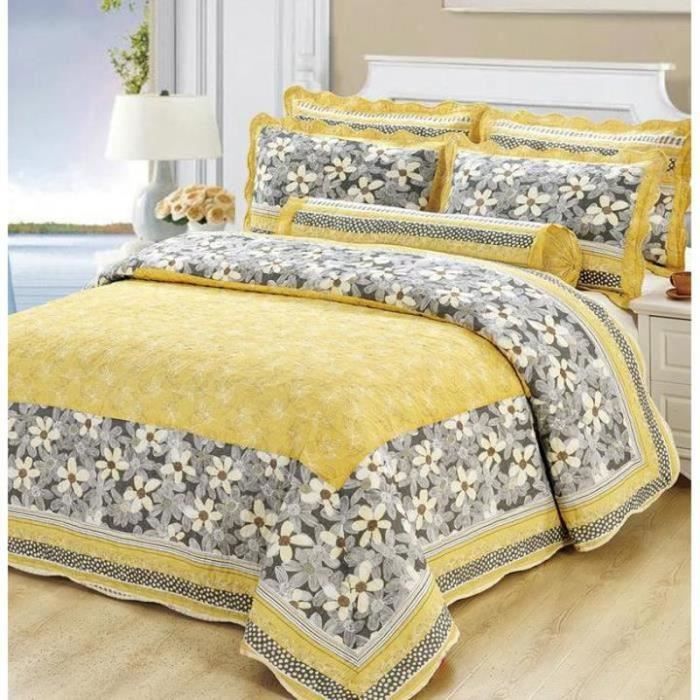 Couvre-lit Matelassé Boutis Fanny & Céline - Dimensions 220x240 Cm + 2 Taies D'oreiller 65x65 Cm - Microfibre, Garnissage Polyester 250 G/m², Lavable 30° - 10