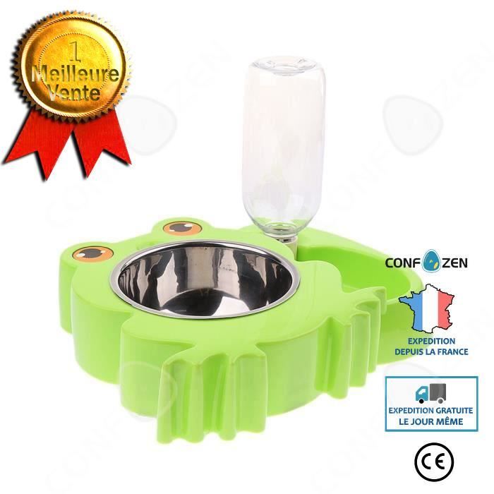 Meilleurs prix pour CONFO Gamelle D'alimentation Plastique Bol Avec Distributeurs D'eau Pour Chiens Chats Grenouille Verte