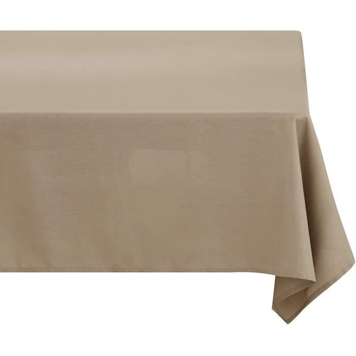 Deconovo Nappe Impermeable pour Table Effet Lin Rectangulaire Table 140x300cm Taupe