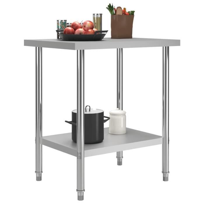 Table de travail de cuisine 80x60x85 cm Acier inoxydable Dilwe7298382615292