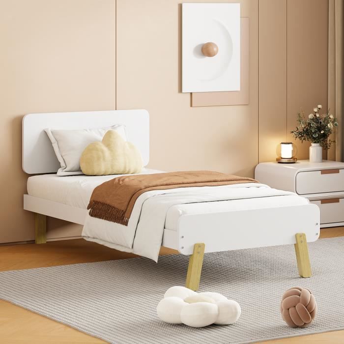 Lit Enfant Simple 90x190 Cm En Bois Blanc - Occasion, à Assembler