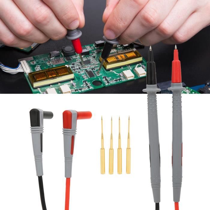 2 Fils De Test / Sondes Multimètre Numérique - 1000V 10A, Fiches Banane 4mm - Longueur 28,35'' - NEUF