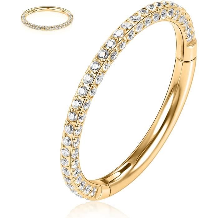 Anneau Segmenté En Acier Chirurgical | Design Oriental + 4 Cristaux