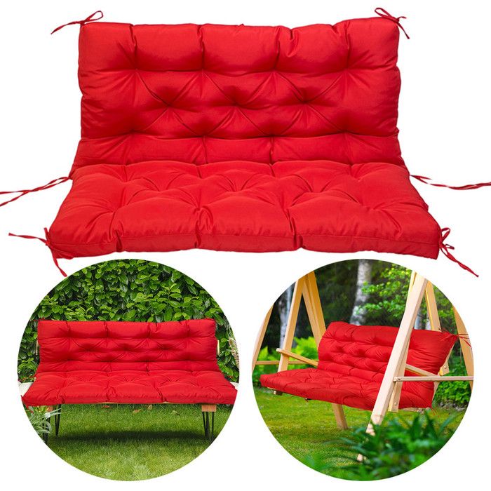 Coussin Matelas Assise Dossier pour Banc de Jardin balancelle canapé 150x100x10cm Coussin Exterieur Grand Confort Rouge